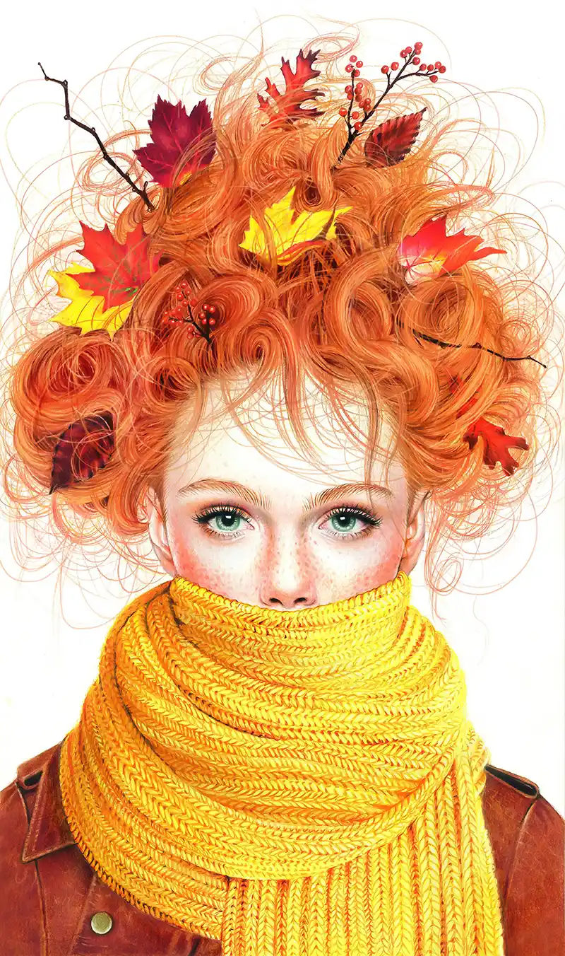Beautiful woman in an autumn scene